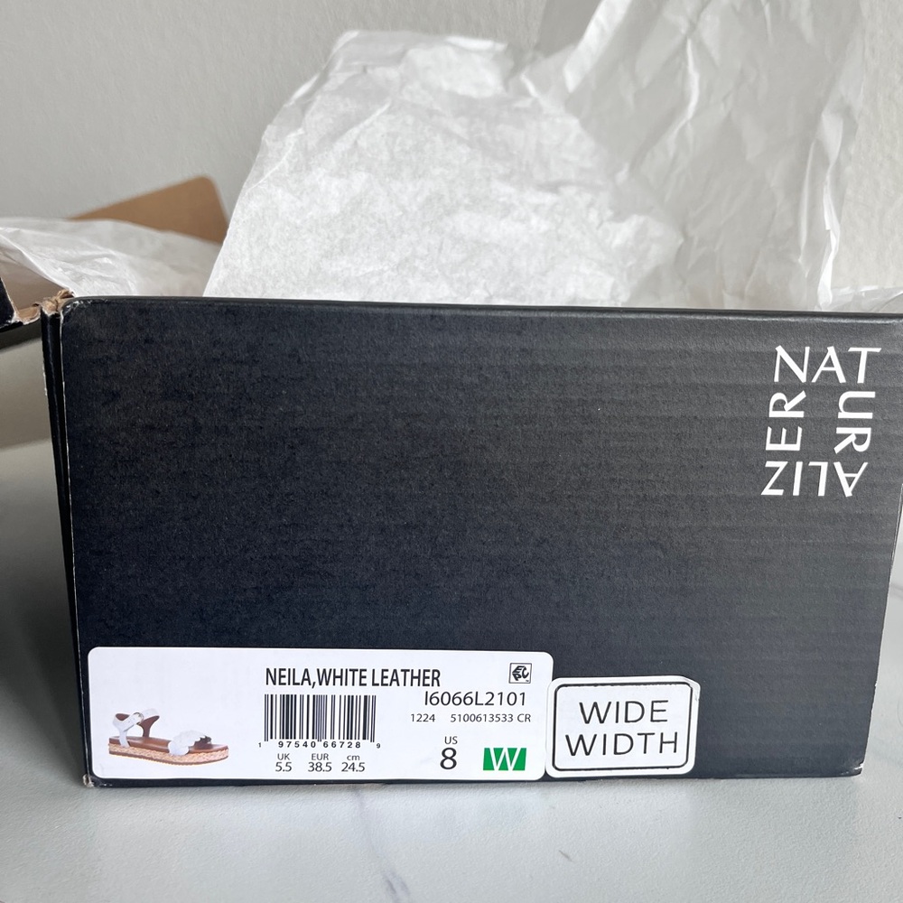 Naturalizer Neila White Leather Braided Espadrille Sandal Buckle Size 8 Wide - Picture 10 of 16